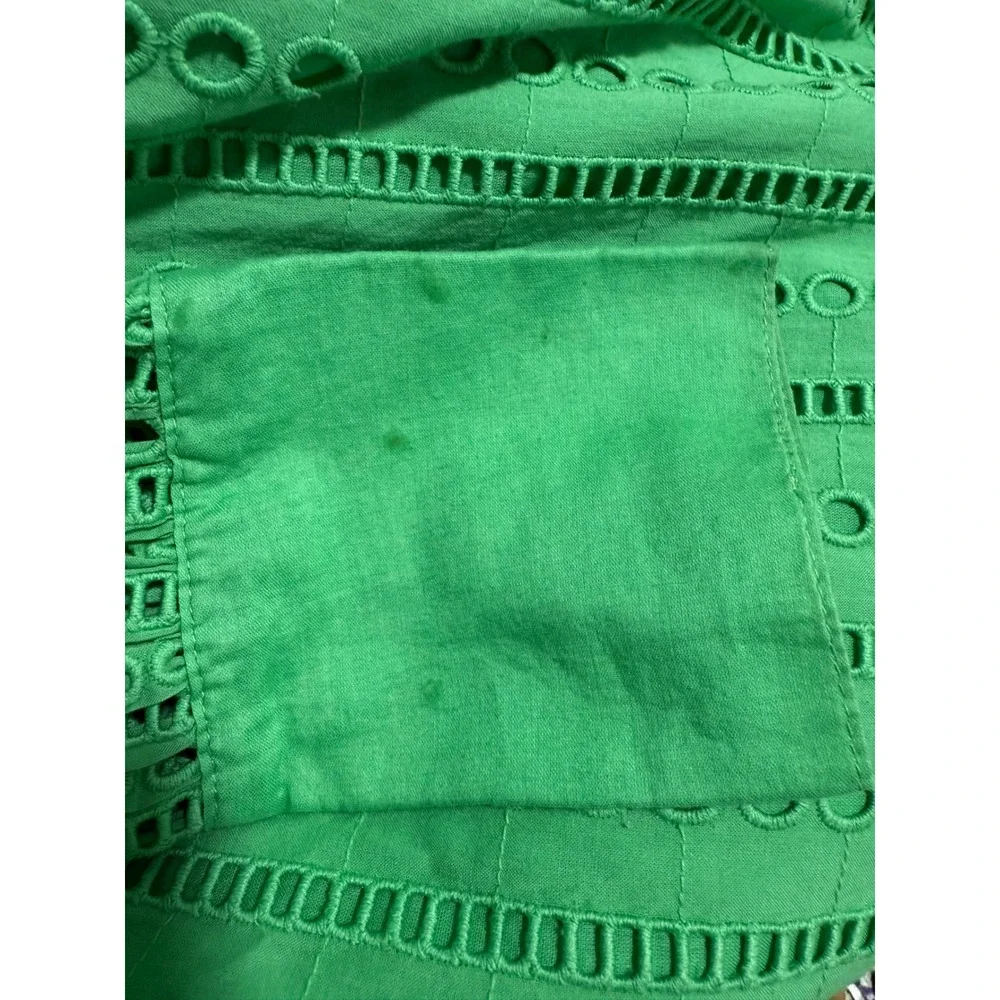 Karen Millen Eyelet Dress US 4 Green Long Sleeve Shirt Dress‎